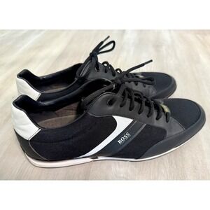 Hugo Boss Black Leather Trim Sneakers Mens‎ Casual Comfort Shoes Sz 46 us 13